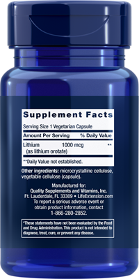 Life Extension Lithium, 1000mcg - 100 vcaps | High-Quality Vitamins & Minerals | MySupplementShop.co.uk