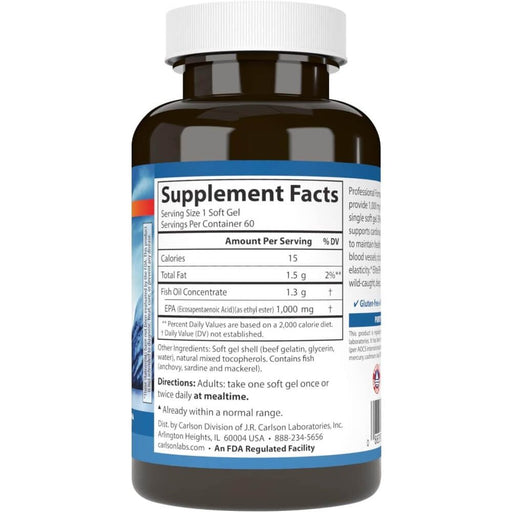 Carlson Labs Elite EPA Gems 1,000mg 60 Softgels Best Value Heart Health at MYSUPPLEMENTSHOP.co.uk