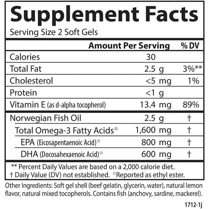 Carlson Lab Elite Omega-3 Gems 1,600mg 180 Softgels - Brain & Memory at MySupplementShop by Carlson Labs