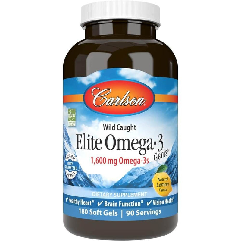 Carlson Lab Elite Omega-3 Gems 1,600mg 180 Softgels - Brain & Memory at MySupplementShop by Carlson Labs