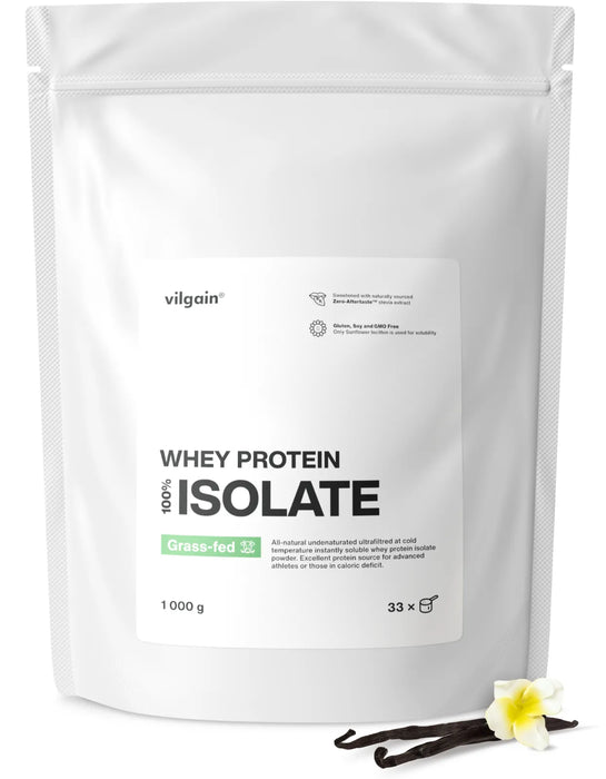 Vilgain Grass-Fed Whey Protein Isolate 1000g – Natural, Fast-Absorbing Protein with BCAAs