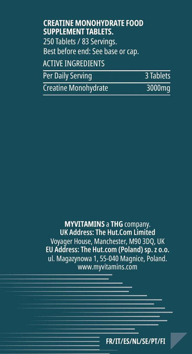 MyProtein Creatine Monohydrate 250 Tablets at MYSUPPLEMENTSHOP