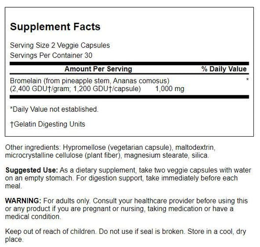 Swanson Bromelain, 500mg - 60 vcaps | High-Quality Health and Wellbeing | MySupplementShop.co.uk