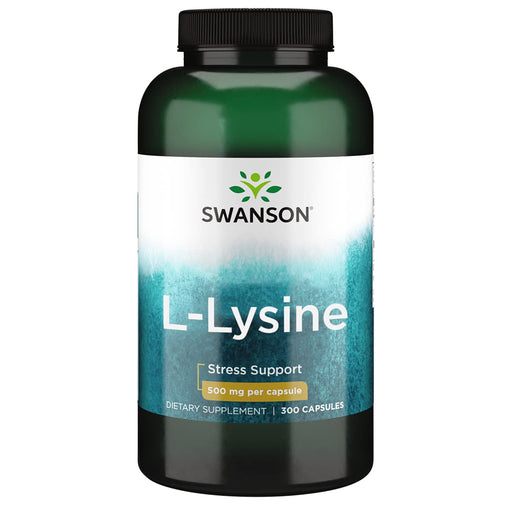 Swanson L-Lysine, 500mg Free-Form - 300 caps | High-Quality Amino Acids and BCAAs | MySupplementShop.co.uk