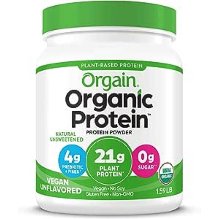 Orgain Organic Protein, Natural Unsweetened - 720g Best Value Protein Supplement Powder at MYSUPPLEMENTSHOP.co.uk