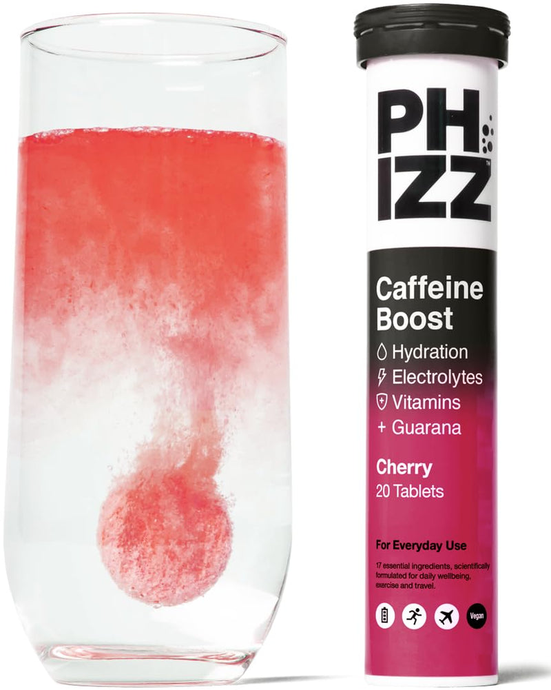 Phizz Cherry + Caffeine Boost 3-in-1 Hydration, Electrolytes and Vitamins Effervescent 12x20Tabs Cherry - Combination Multivitamins & Minerals at MySupplementShop by Phizz