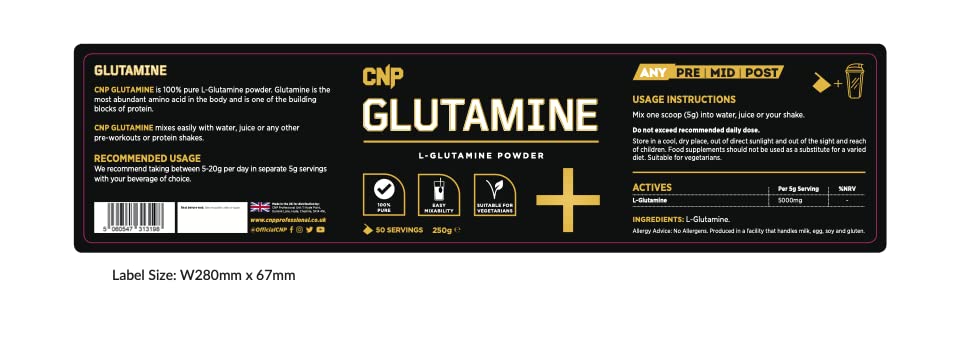 CNP Glutamine Powder 250g - L-Glutamine at MySupplementShop by CNP