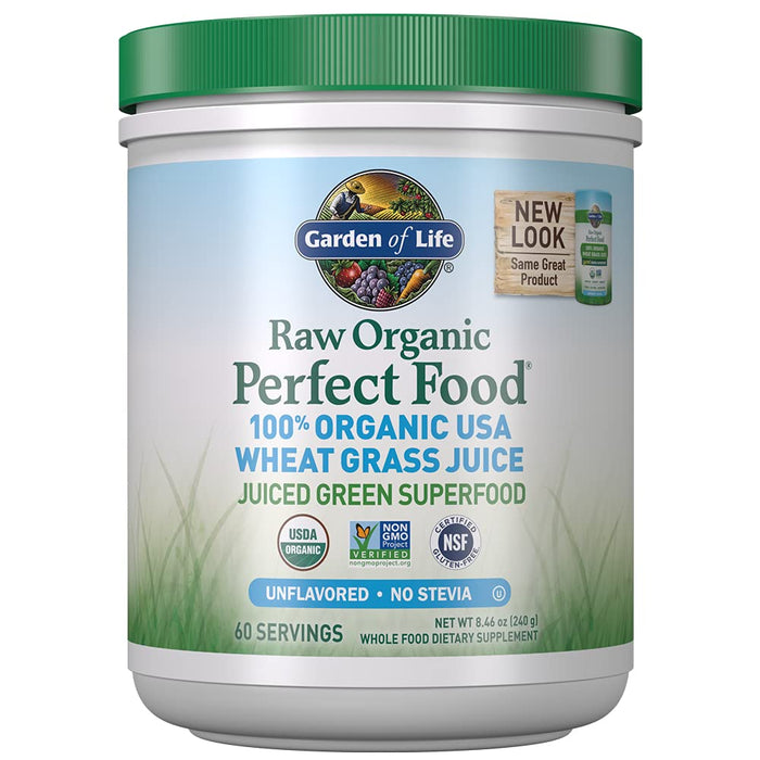 Garden of Life Raw Organic Perfect Food 100% Organic USA Wheat Grass Juice - 240g | High-Quality Health and Wellbeing | MySupplementShop.co.uk