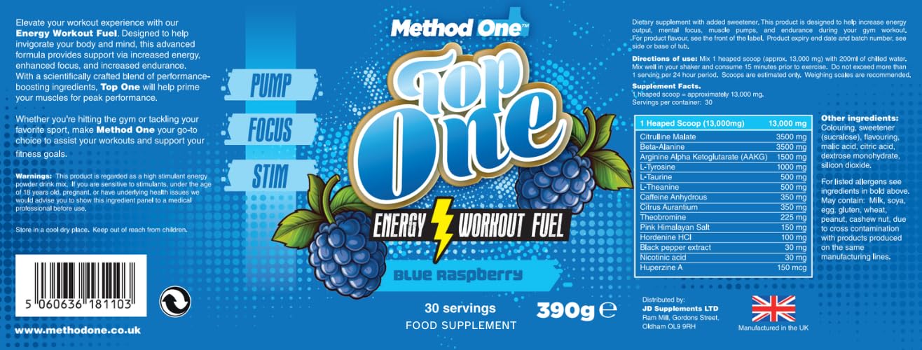 Method 1 Top One Pre Workout 390g - Beta-Alanine at MySupplementShop by Method 1