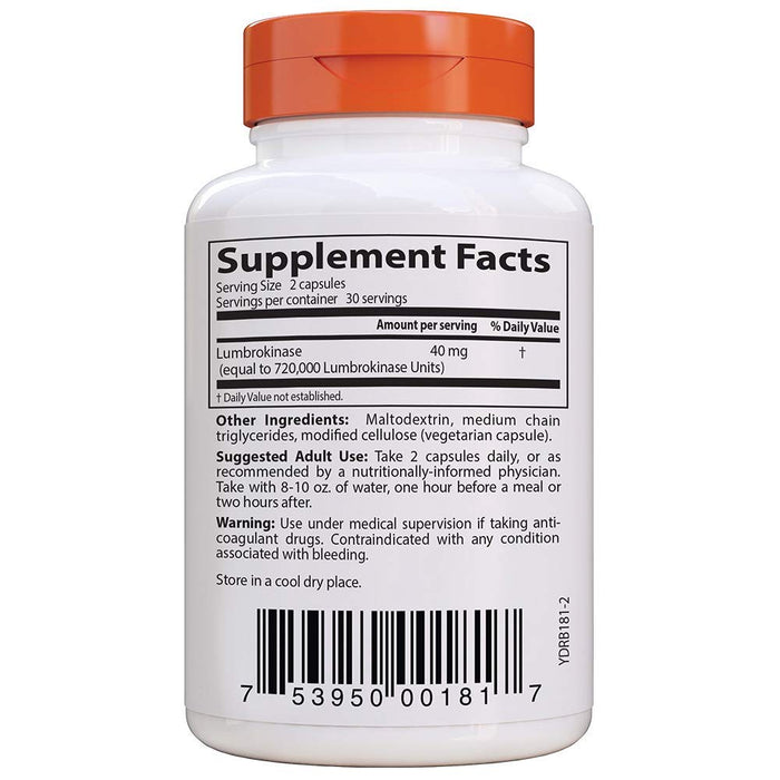 Doctor's Best Lumbrokinase, 20mg - 60 vcaps | High-Quality Combination Multivitamins & Minerals | MySupplementShop.co.uk