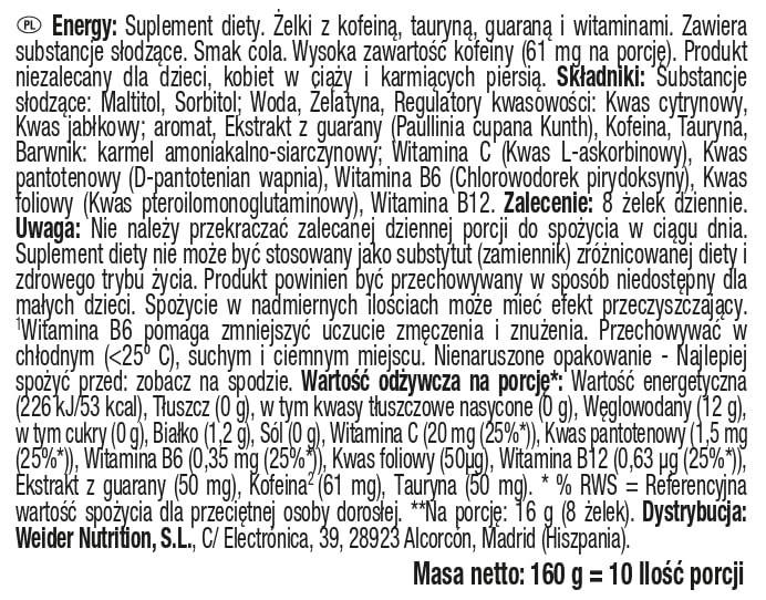 Weider Energy Gummies 80 gummies