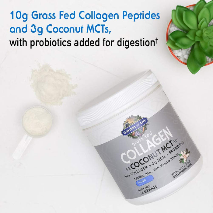 Garden of Life Grass Fed Collagen Coconut MCT, Vanilla - 408g | High-Quality Collagen | MySupplementShop.co.uk