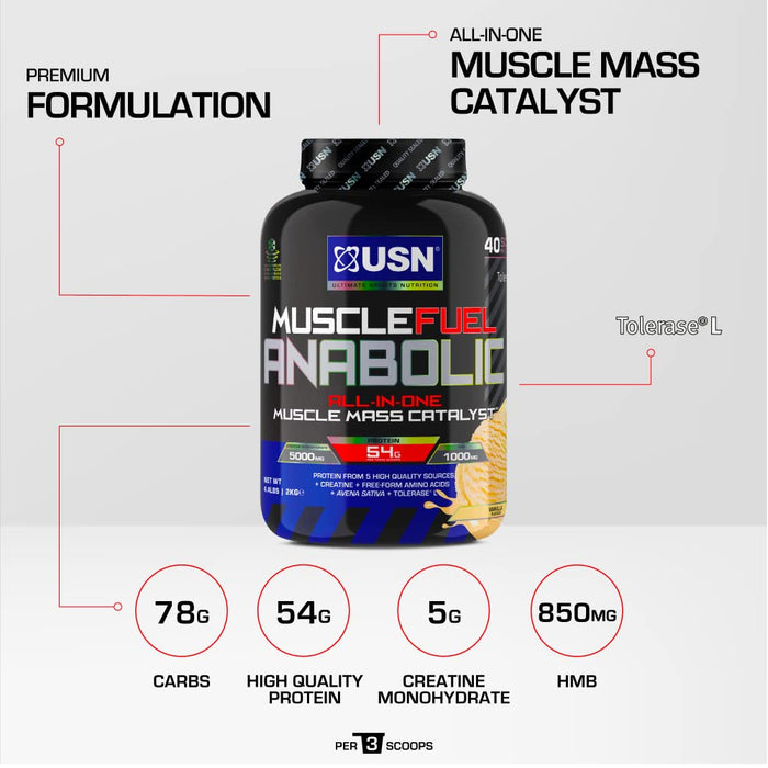 USN Muscle Fuel Anabolic V2 2kg Banana | Premium Protein Blends at MYSUPPLEMENTSHOP.co.uk