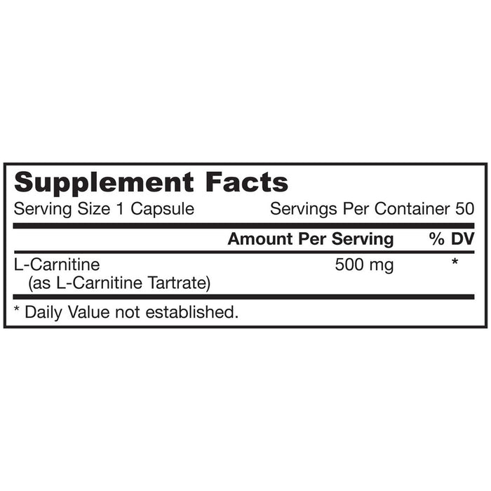 Jarrow Formulas L-Carnitine, 500mg - 50 caps | High-Quality Slimming and Weight Management | MySupplementShop.co.uk