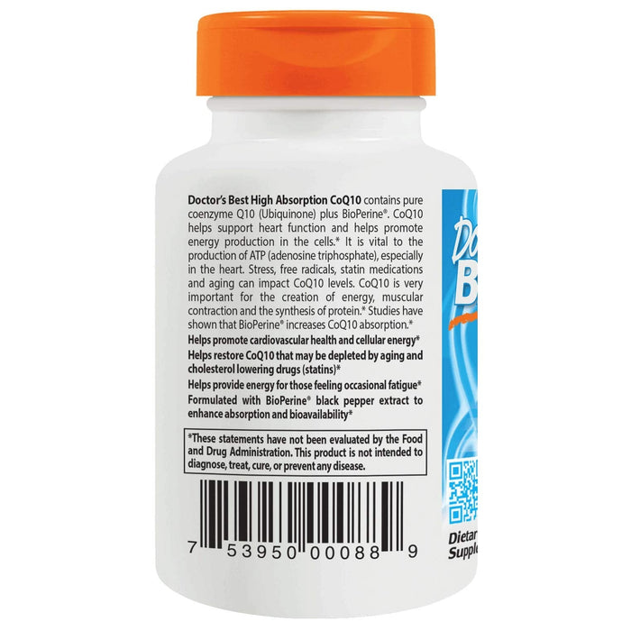 Doctor's Best High Absorption CoQ10 with BioPerine, 100mg - 60 softgels | High-Quality CoEnzyme Q1 | MySupplementShop.co.uk