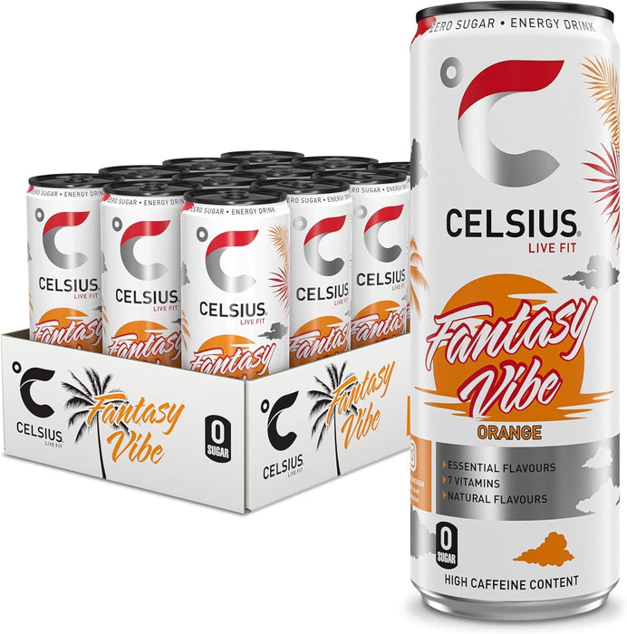 CELSIUS Fantasy Vibe Energy Drink – Zero Sugar, 200mg Caffeine, Refreshing Citrus Flavor