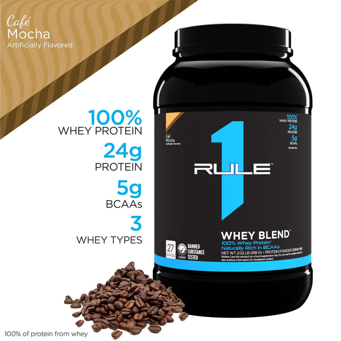 Rule One R1 Whey Blend, Cafe Mocha - 918g Best Value Protein Supplement Powder at MYSUPPLEMENTSHOP.co.uk