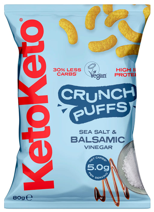 KetoKeto Crunch Puffs 10x80g Sea Salt and Balsamic Vinegar