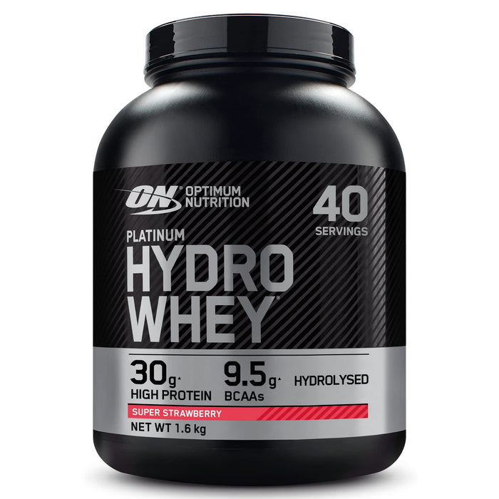 Optimum Nutrition Platinum Hydrowhey Super Strawberry 1600g at the cheapest price at MYSUPPLEMENTSHOP.co.uk