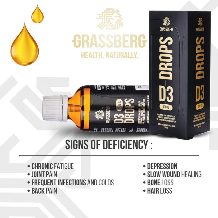 Grassberg Vitamin D3 Drops, 400IU - 50 ml. - Sports Supplements at MySupplementShop by Grassberg