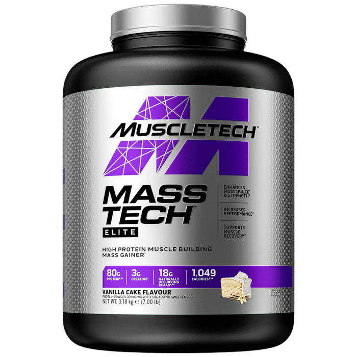 MuscleTech Mass-Tech Elite Vanilla Cake Flavour Mass Gainer 3180g - Weight Gainers & Carbs at MySupplementShop by Muscletech