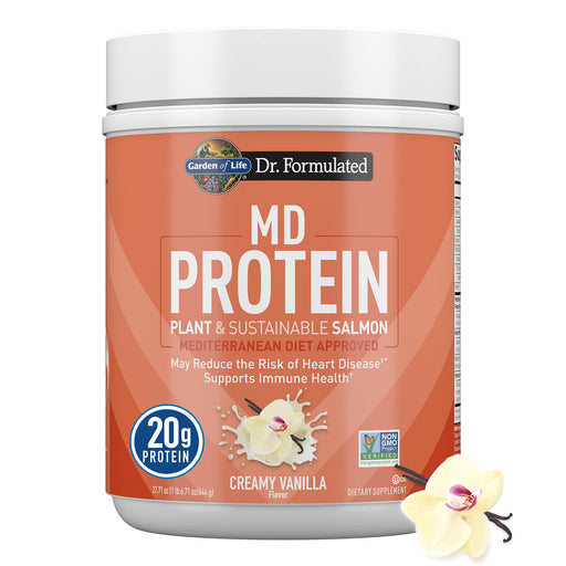 Garden of Life Dr. Formulated MD Protein Plant & Sustainable Salmon Powder, Creamy Vanilla - 644g | High-Quality Plant Proteins | MySupplementShop.co.uk