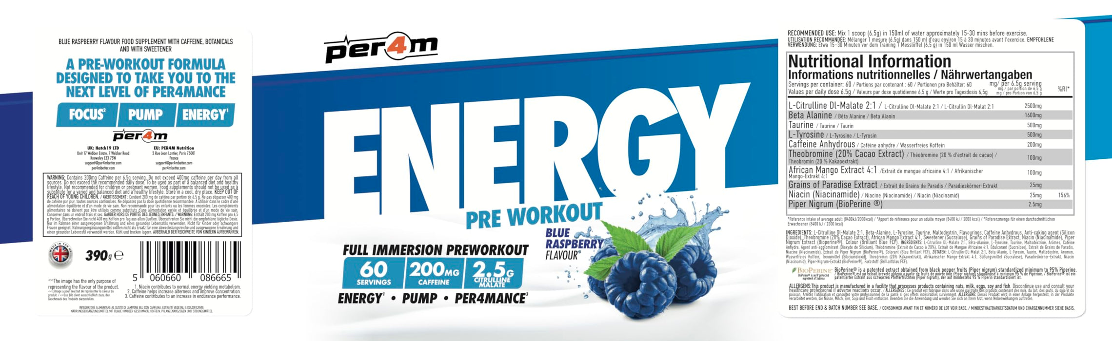 Per4m Energy Pre Workout 390g