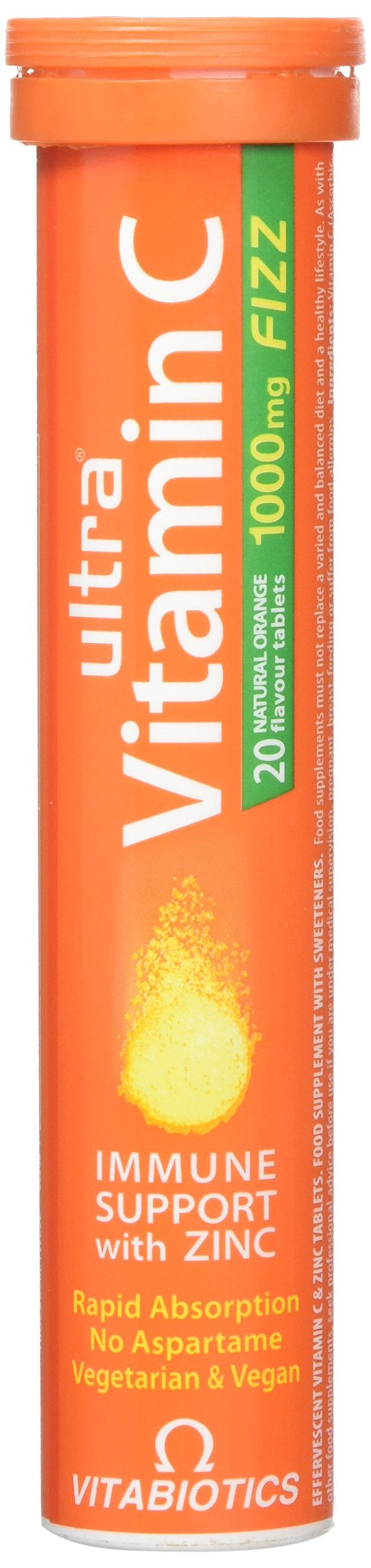 Vitabiotics Ultra Vitamin C 1000mg Fizz Natural Orange Flavour 20 Tablets - Immune Support at MySupplementShop by Vitabiotics