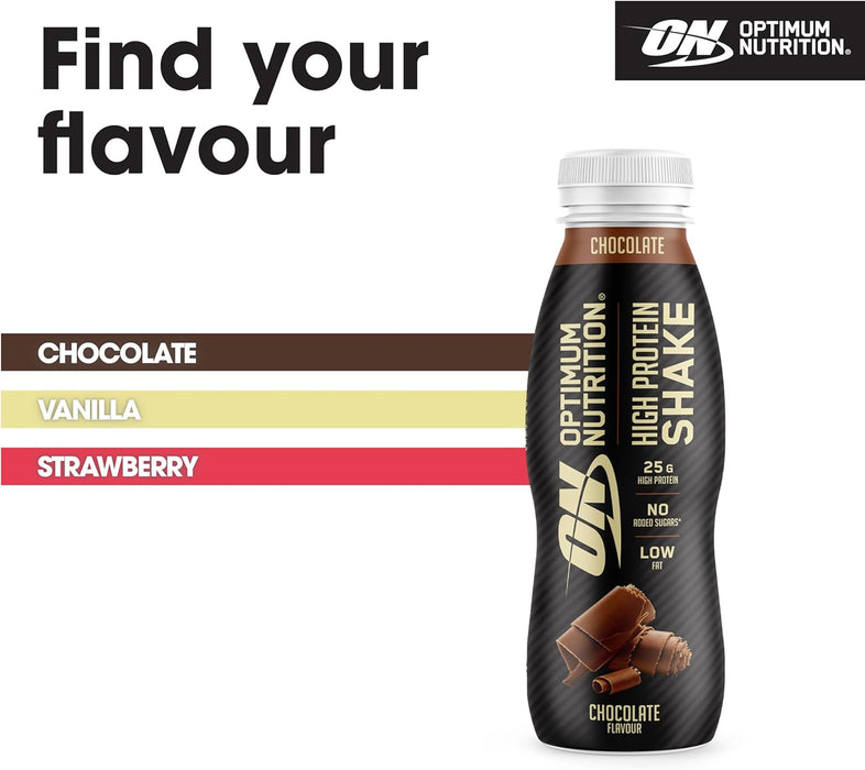 Optimum Nutrition High Protein Shake – 12x330ml | 25g Protein | Low Fat, No Added Sugar