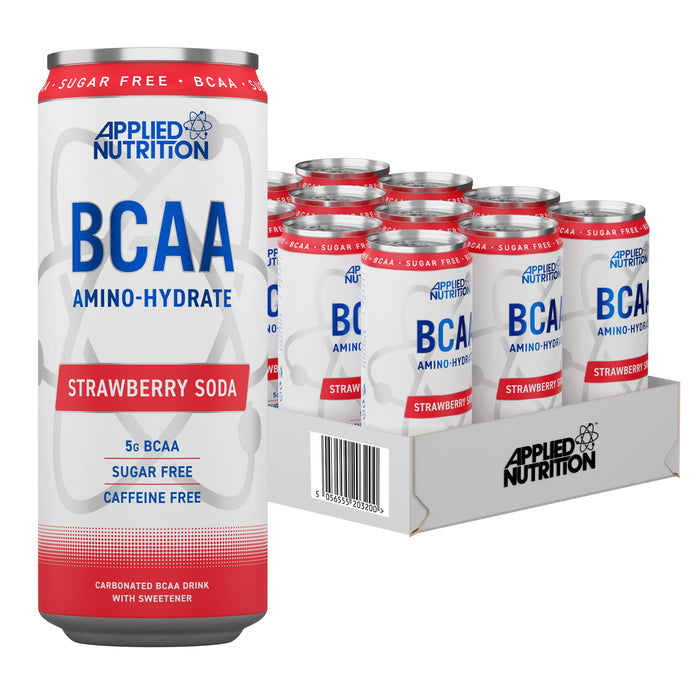 Applied Nutrition BCAA Amino-Hydrate Caffeine Free Cans, Strawberry Soda - 12 x 330ml - Drink Flavored at MySupplementShop by Applied Nutrition