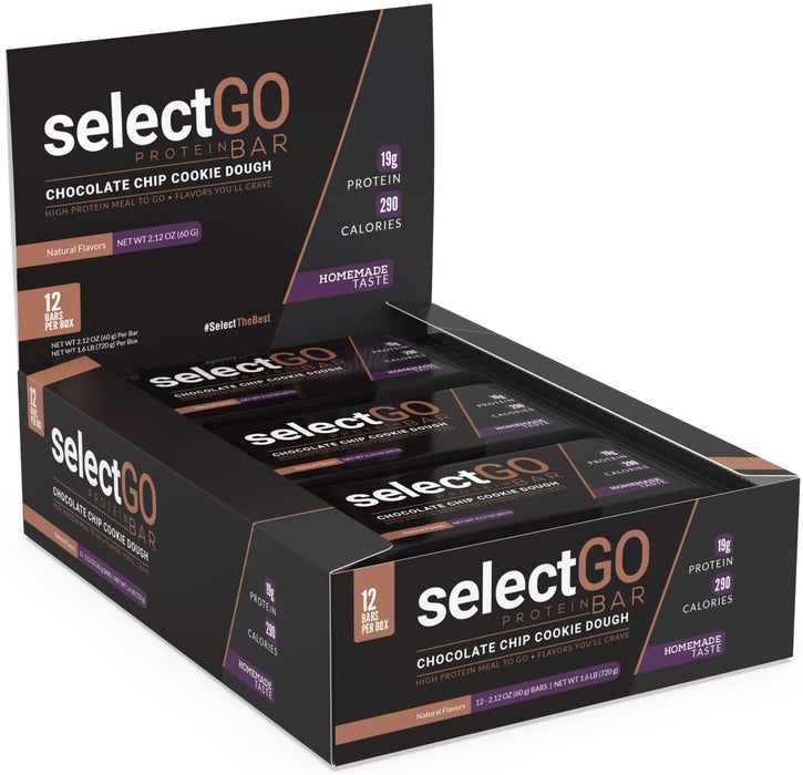 PEScience SelectGo Protein Bar, Chocolate Chip Cookie Dough - 12 x 60g