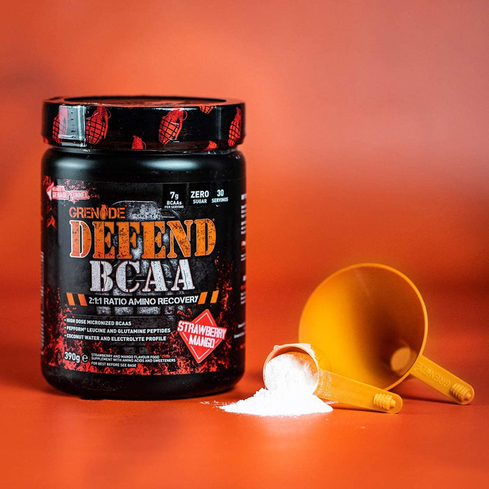 Grenade Defend BCAA Powder Strawberry Mango 390 g (7 g BCAA's Per Serving - 30 Servings Per Tub)