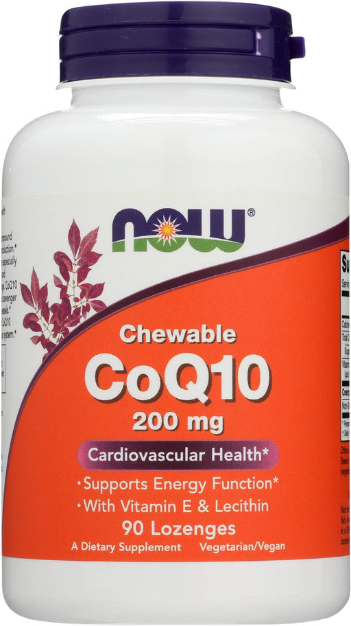 NOW Foods CoQ10 with Lecithin & Vitamin E, 200mg (Chewable) - 90 lozenges | High-Quality Health and Wellbeing | MySupplementShop.co.uk