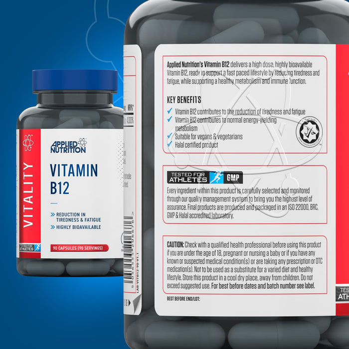 Applied Nutrition VITALITY B12 90Veg Caps - Vitamin B12 at MySupplementShop by Applied Nutrition