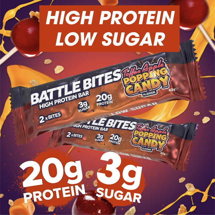 Battle Snacks Battle Bites 12x62g Toffee Apple Popping Candy - Protein Bars at MySupplementShop by Battle Snacks