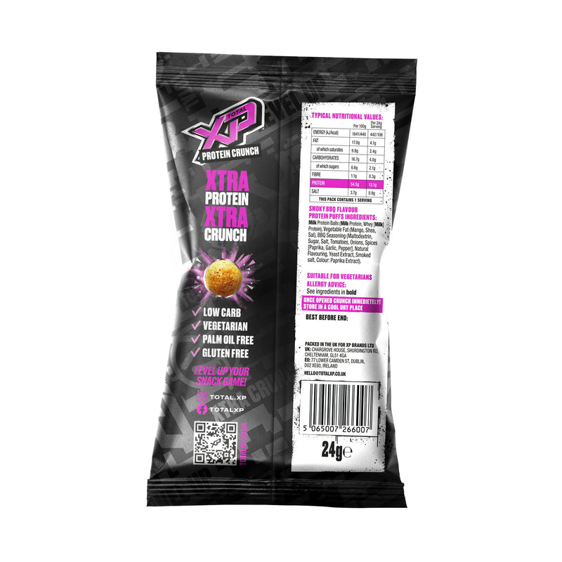 Total XP Protein Crunch 12x24g Smoky BBQ Best Value Snack Chip And Crisp at MYSUPPLEMENTSHOP.co.uk