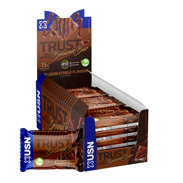 USN Trust Vegan Brownie 12x60g Dark Chocolate