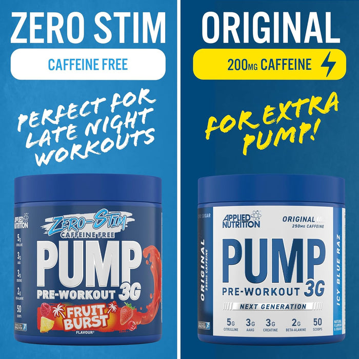 Applied Nutrition Pump Zero Stim Free Pre Workout 350g 50 Servings - Stim Free Pre Workout at MySupplementShop by Applied Nutrition