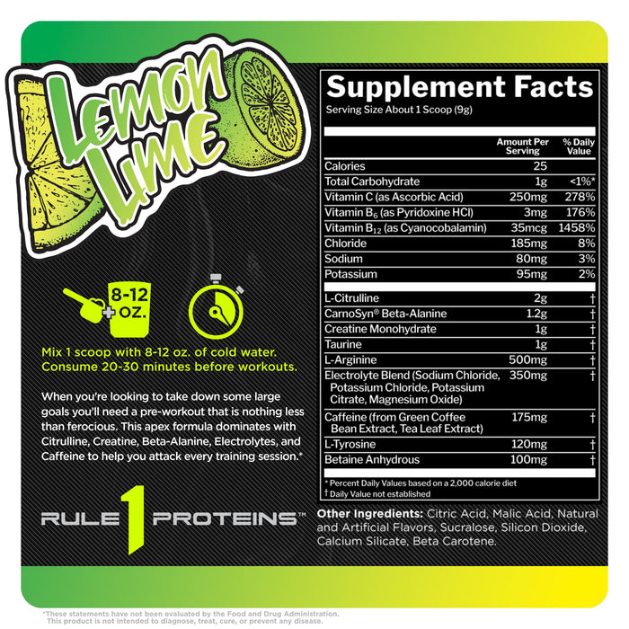 Rule One Roar, Lemon Lime - 270g Best Value Nutritional Supplement at MYSUPPLEMENTSHOP.co.uk