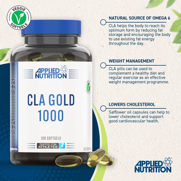 Applied Nutrition CLA Gold 1000 - 100 softgels (50 Servings) - Omegas, EFAs, CLA, Oils at MySupplementShop by Applied Nutrition