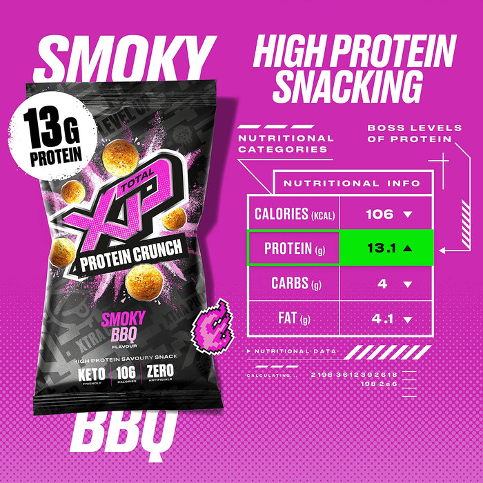 Total XP Protein Crunch 12x24g Smoky BBQ Best Value Snack Chip And Crisp at MYSUPPLEMENTSHOP.co.uk