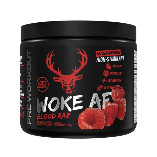 Bucked Up Woke AF 260g - Blood Raz - Pre Workout at MySupplementShop by Bucked Up