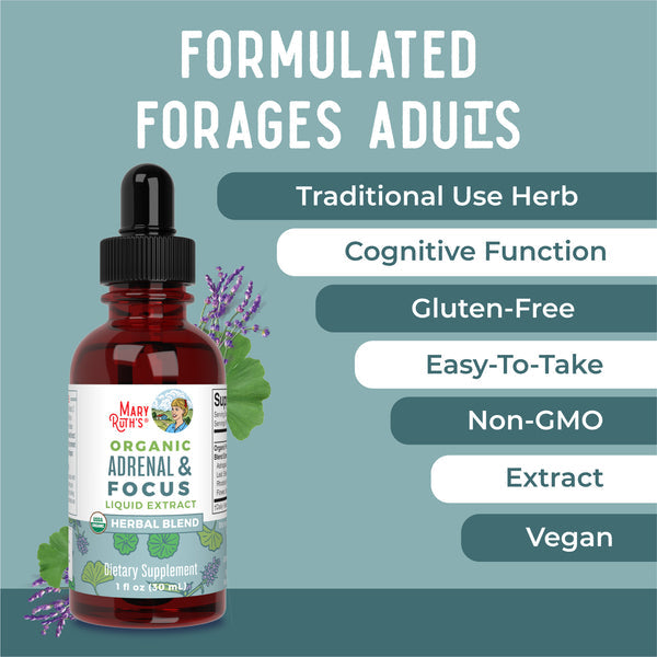 MaryRuth Organics Organic Adrenal & Focus Liquid Drops - 30ml