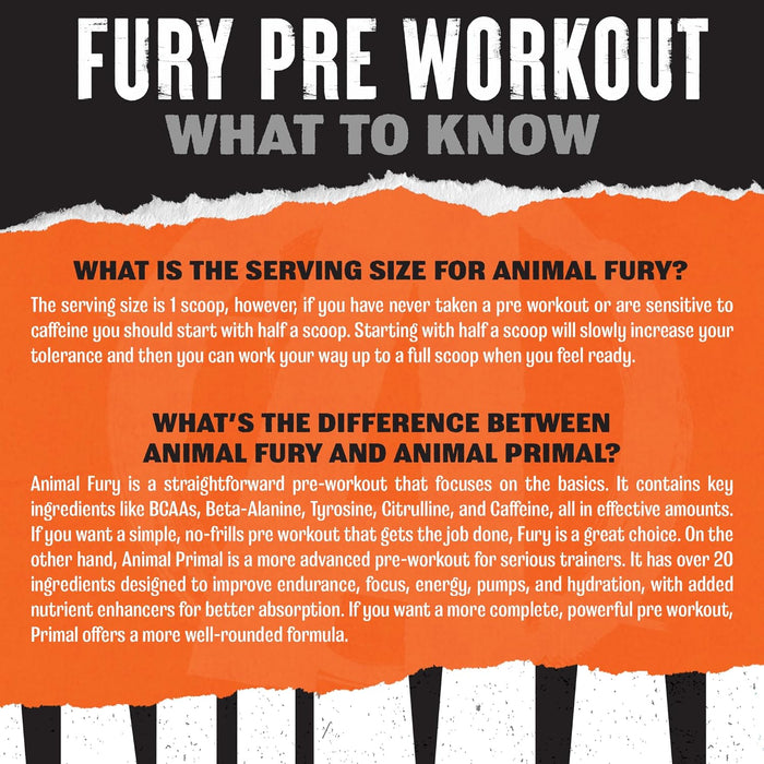 Animal Fury Pre Workout Powder | Energy, Focus, Strength, Endurance