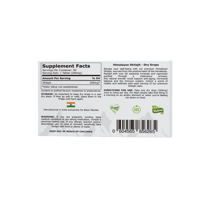 Black Mamba Shilajit Dry Drops 90 Tabs
