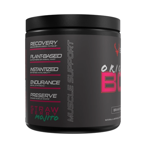 Black Bucked Up Original BCAA tub with Straw Mojito flavor for muscle growth and recovery