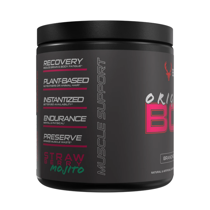 Black Bucked Up Original BCAA tub with Straw Mojito flavor for muscle growth and recovery