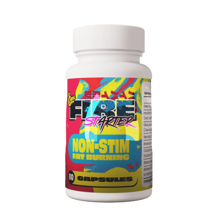 Chaos Crew Fire Starter Non-Stim Fat Burner 60 Capsules – Caffeine-Free Metabolism Booster & Appetite Control