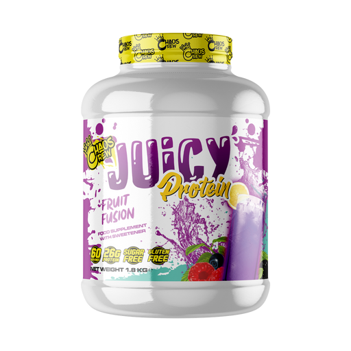 Chaos Crew Juicy Protein 1.8kg Fruit Fusion Best Value Sports Supplements at MYSUPPLEMENTSHOP.co.uk