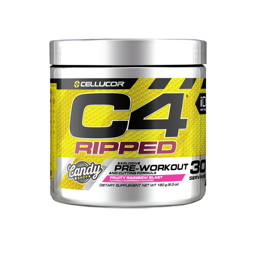Yellow and silver Cellucor C4 Ripped 30 Servings 180g pre-workout for explosive energy